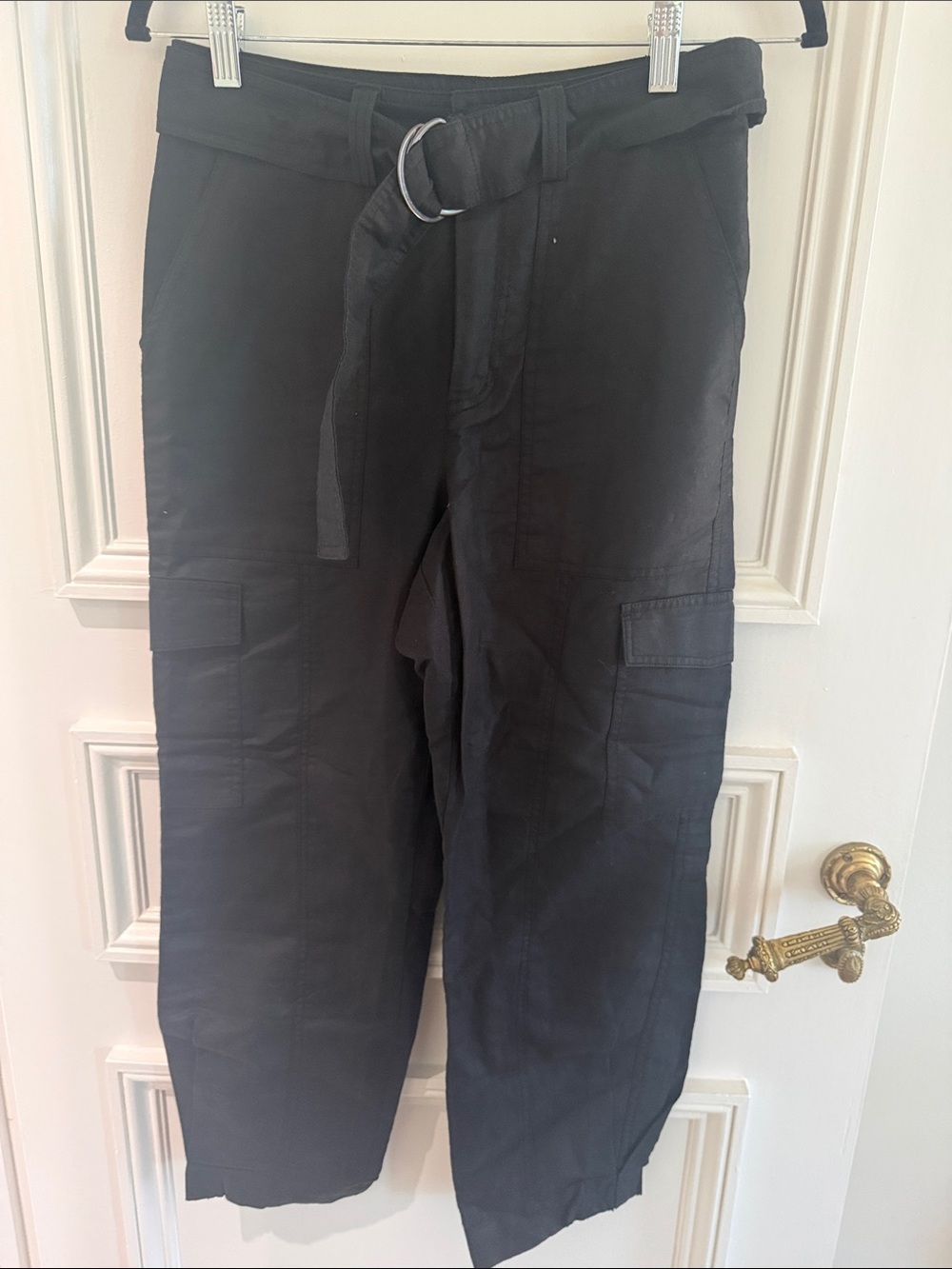 NWOT Quince Cotton Linen Twill Cargo Pant Barrel Leg - Black- Small HC1